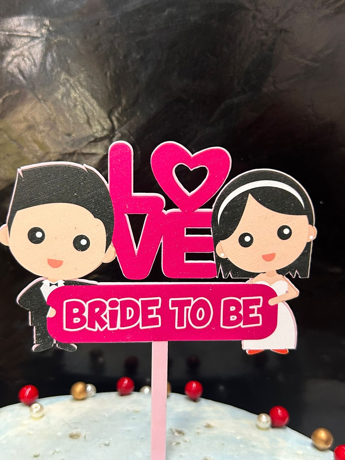 Bride To Be Cute Couple Love Cake Topper