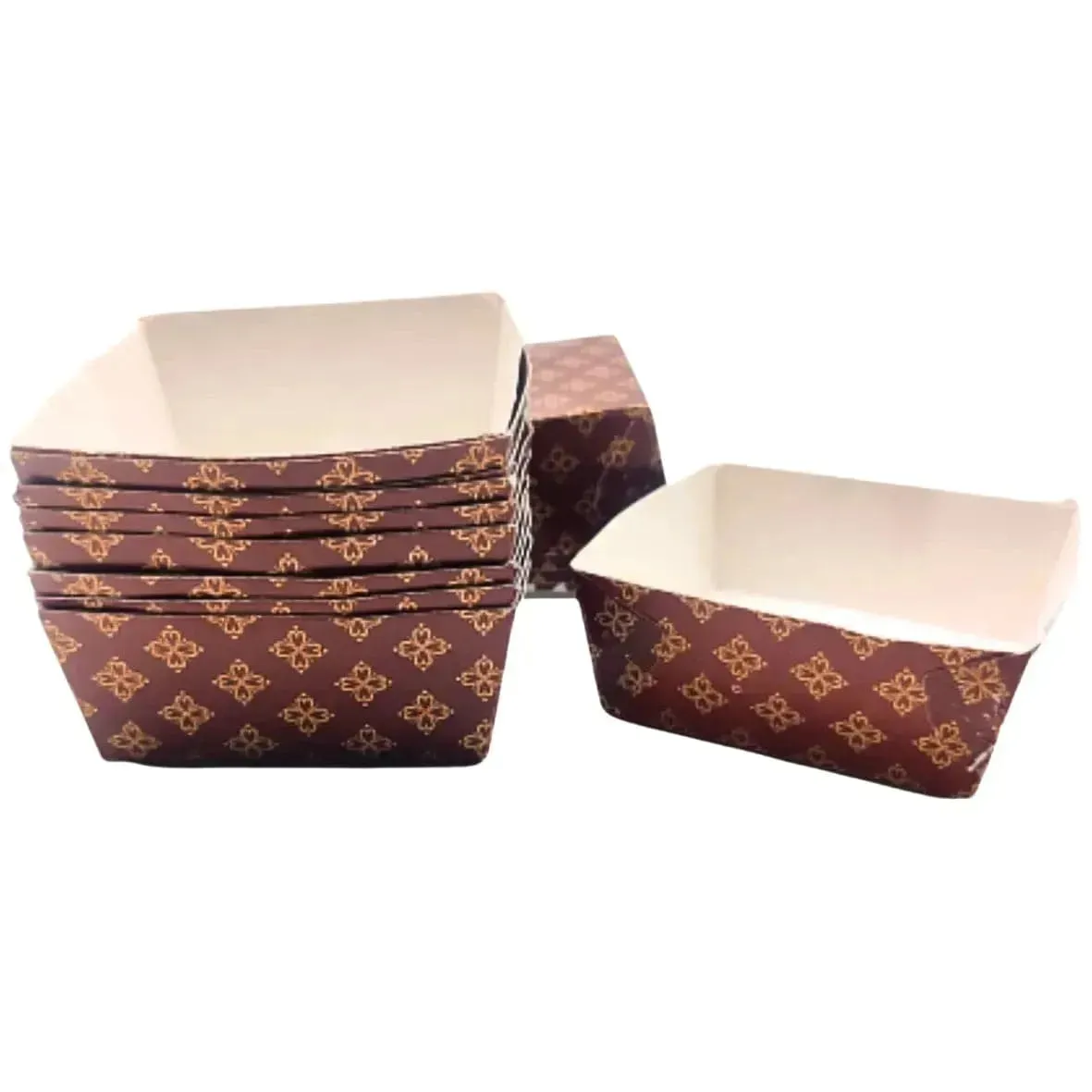Brownie Bake N Serve Paper Trays - Square Cups in Brown for Elegant Baking & Serving - Pack of 50