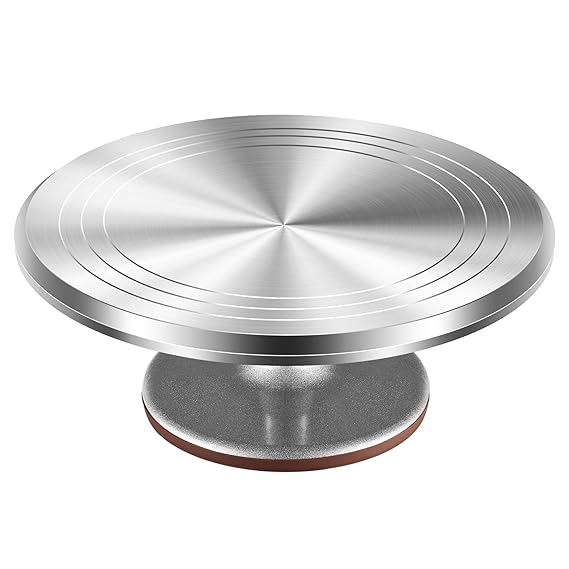 Cake Turntable with Non-Slip Base - Smooth Rotating Cake Decorating Stand - Heavy-Duty Baking Tool - Pack of 1