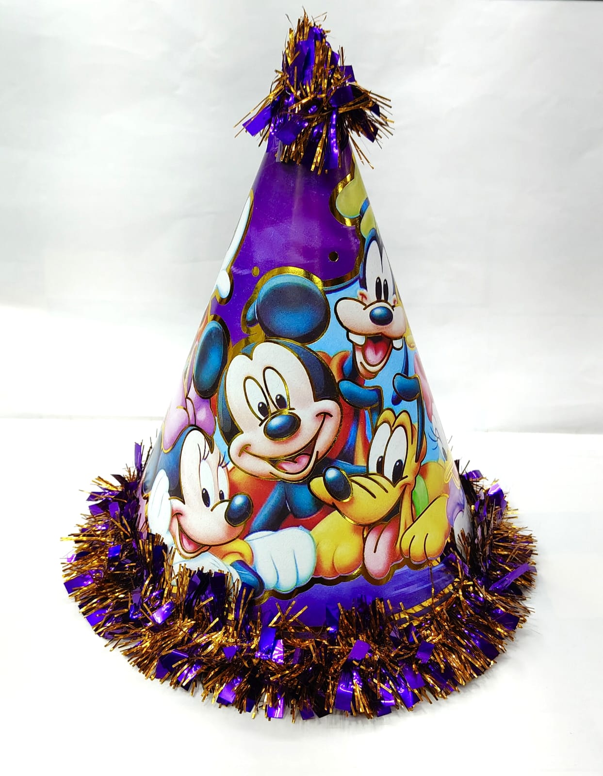 Cap : Gold Leaf Print Mickey Minnie Frill Long Height
