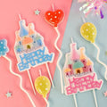 Castle Happy Birthday Candle Blue & Pink