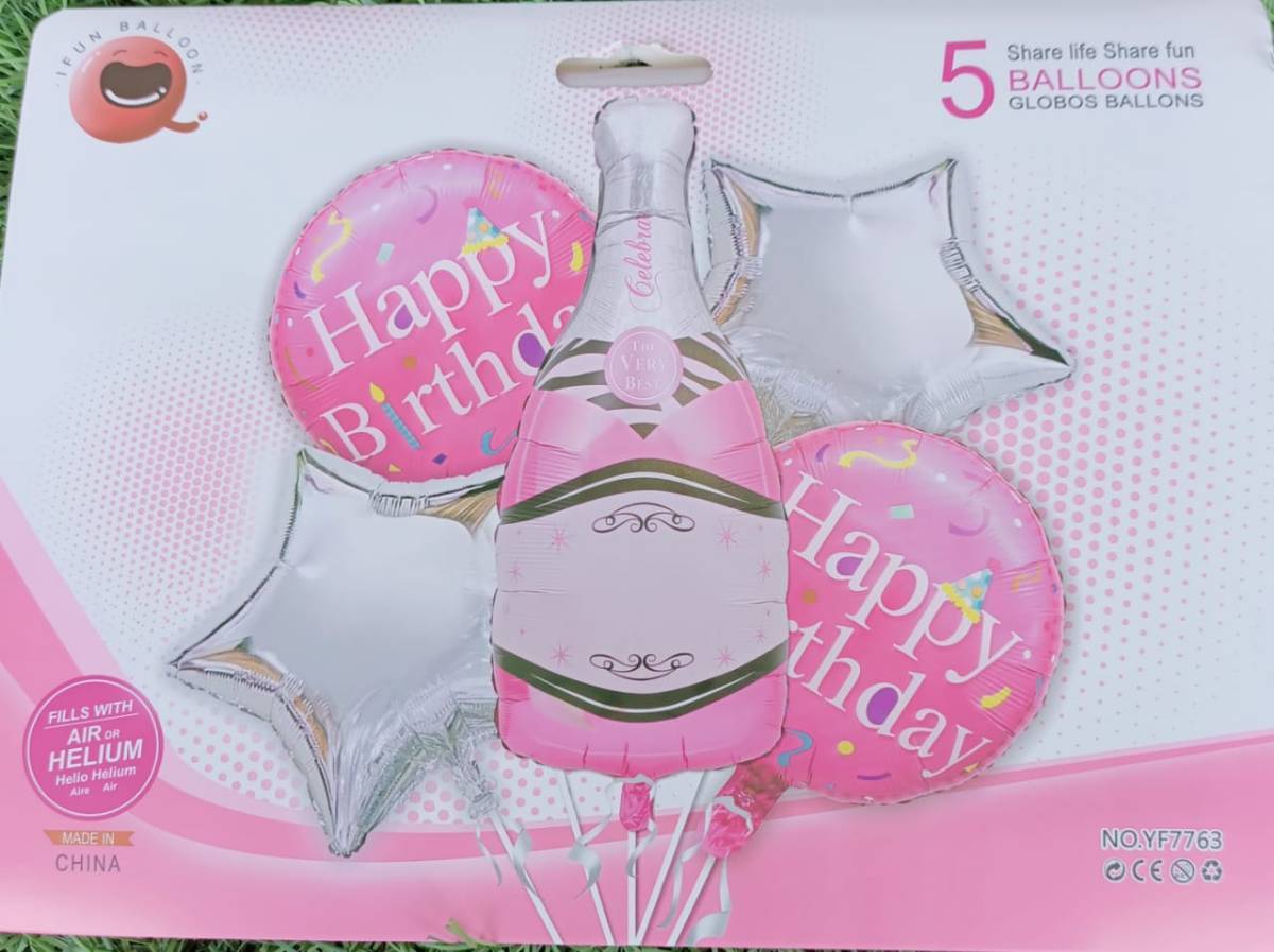 Champagne 5 Pcs Foil Balloon Pink