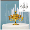 Chandelier Candle Stick 13.7 cm With Candles - Golden & Silver Color