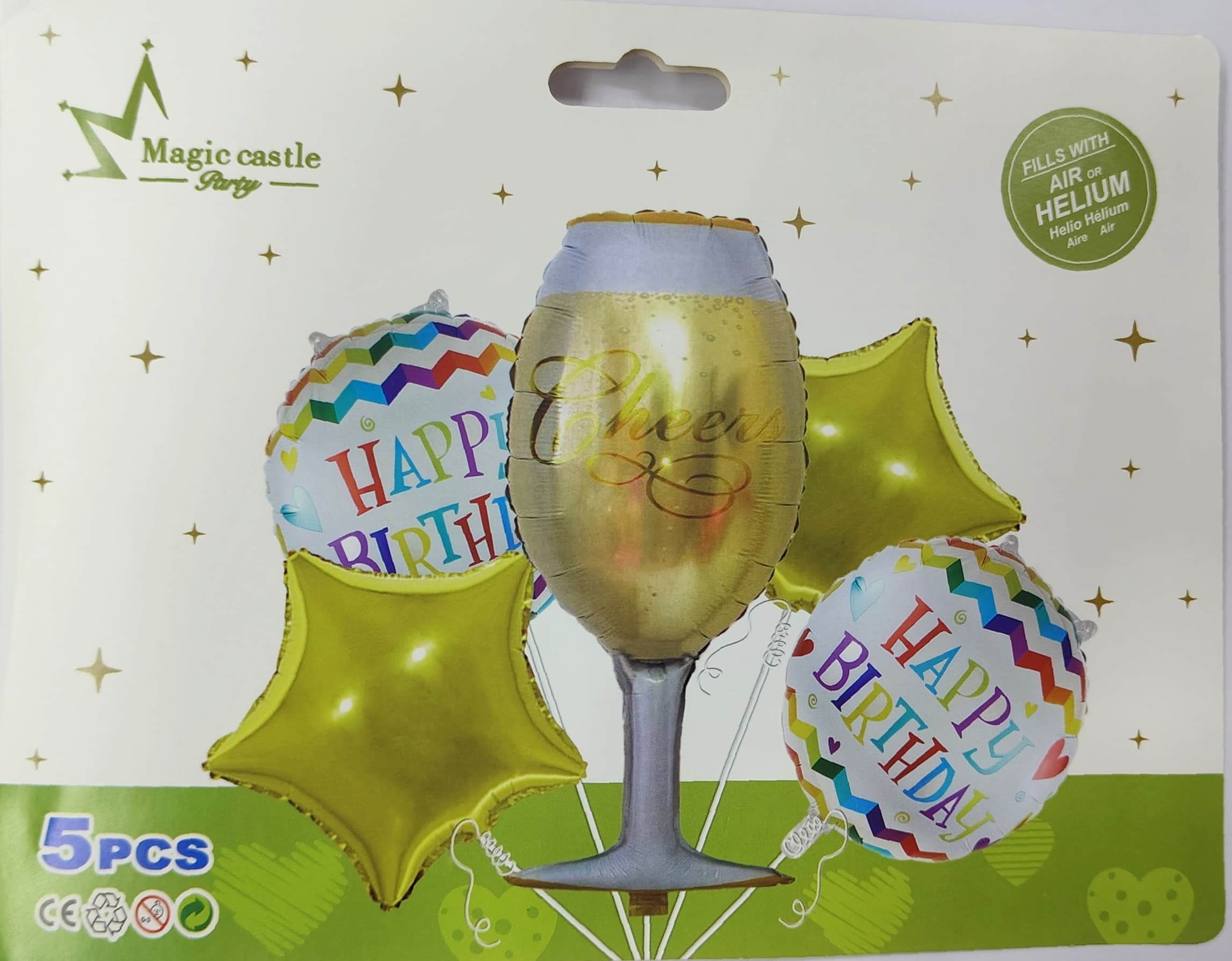 Cheers Glass 5 Pcs Foil Balloon