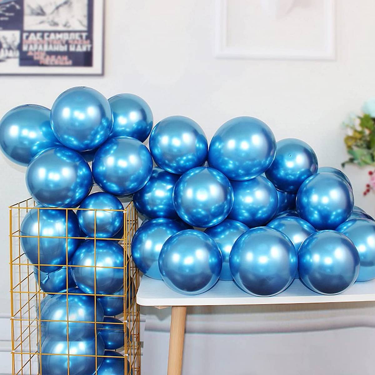 Blue Chrome Balloons - 50 Pcs Pack