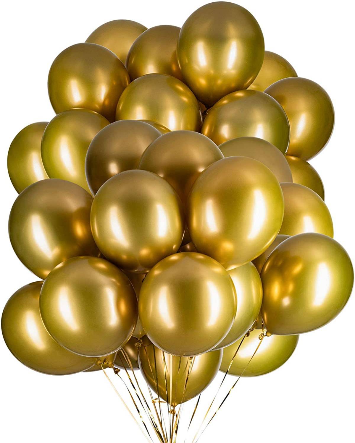 Golden Chrome Balloons - 50 Pcs Pack