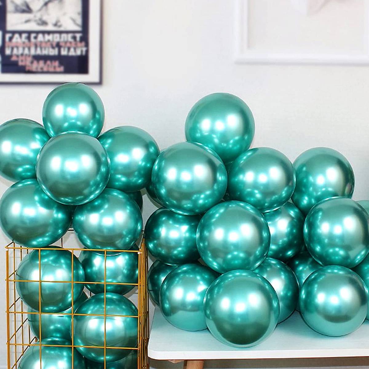 Green Chrome Balloons - 50 Pcs Pack