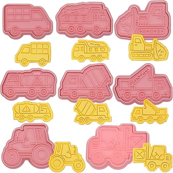 Construction Vehicle Theme Cookie Cutter & Embosser Set - 8 Piece - Pack of 1