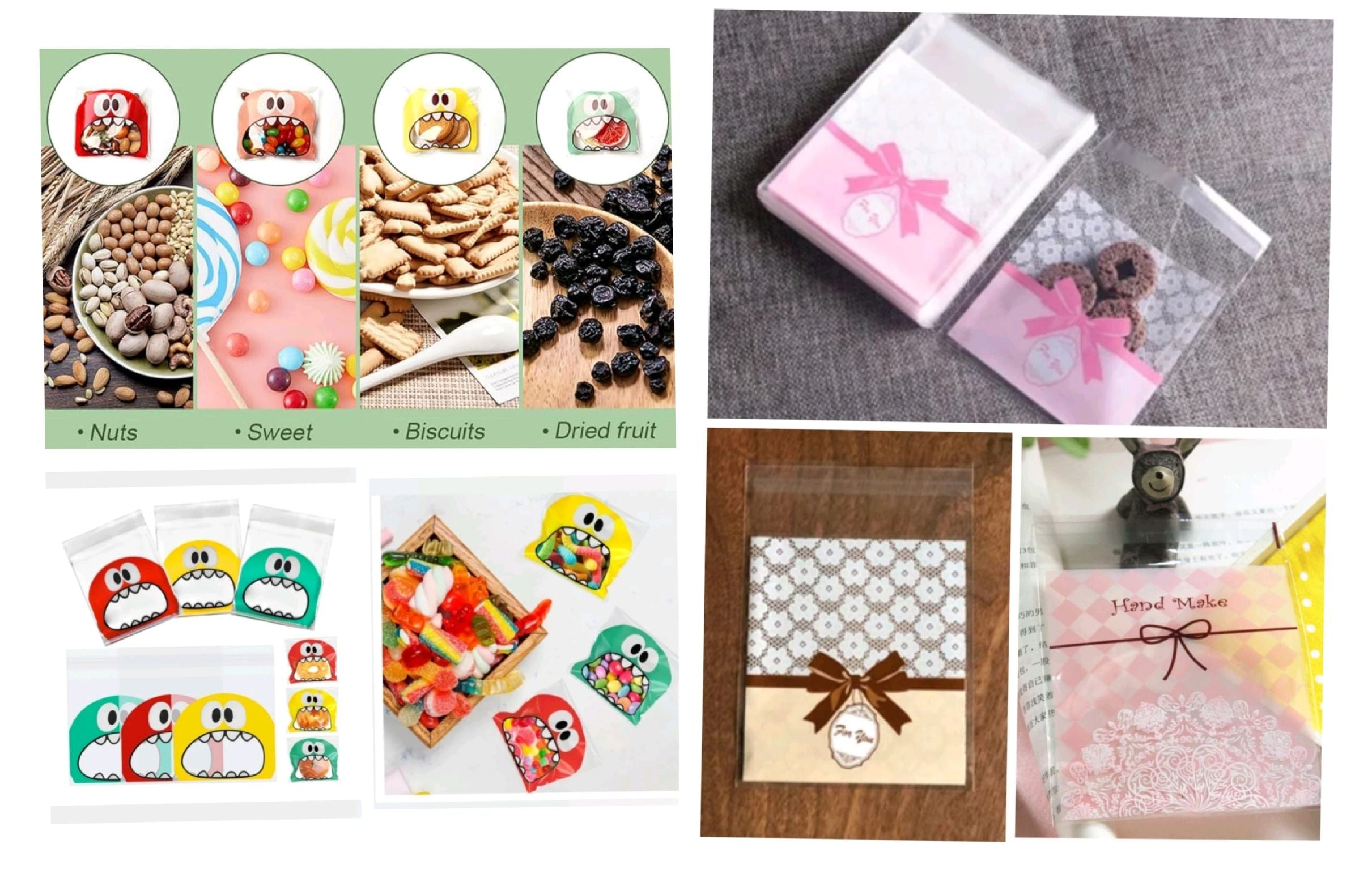 Cookie & Candy Bag Self Adhesive 100pc pkt Per Design