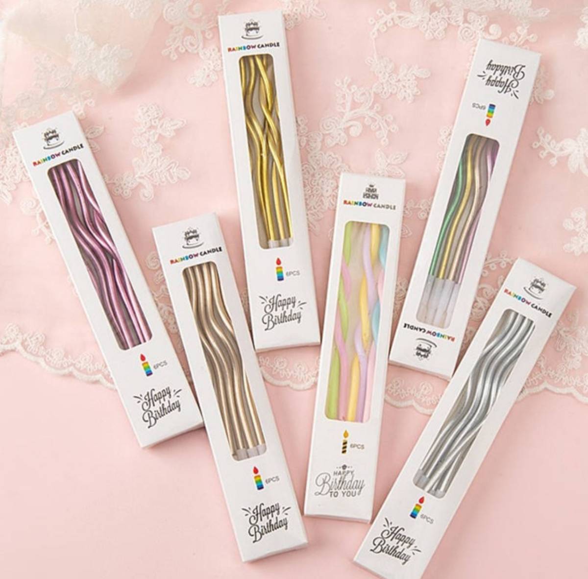 Curly Candles Assorted 6 pcs Pack