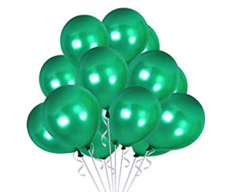 Dark Green Metallic Latex Balloons - 50 Pcs