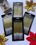 Golden Designer Twisted Metallic Cake Candle 10 pcs Per Pack