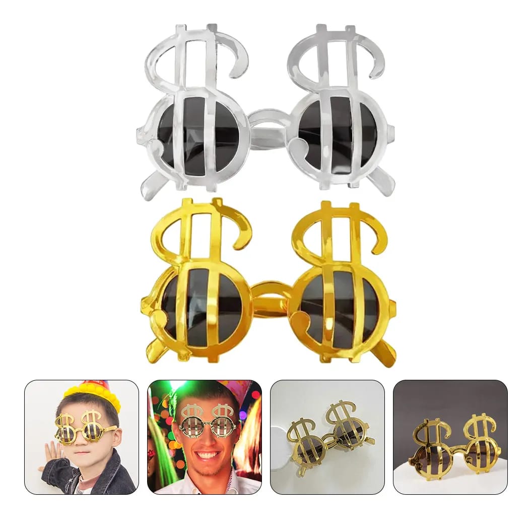Dollar Party Goggles Golden / Silver