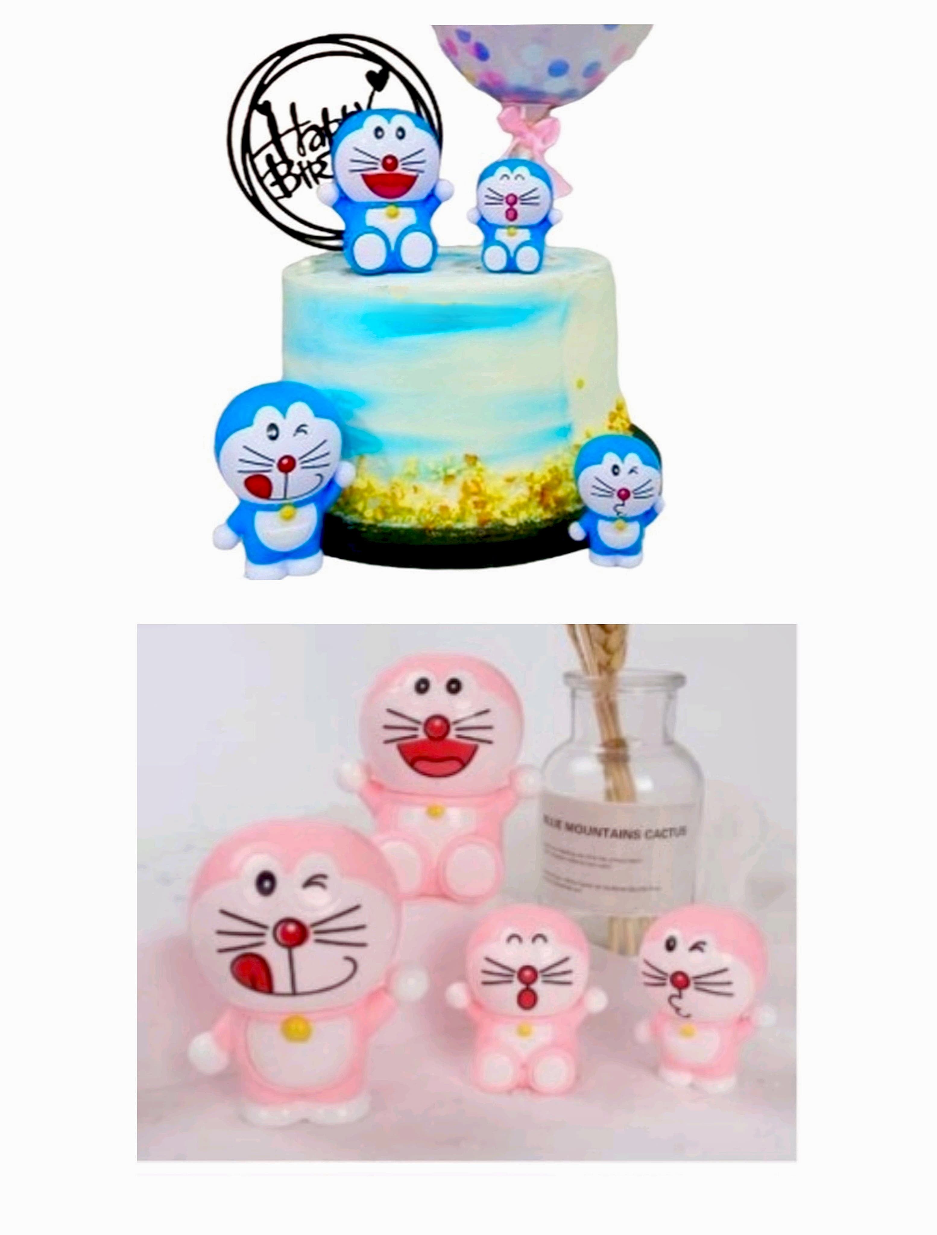 Doraemon Figure 4 Pcs Set (Plastic) Blue / Pink
