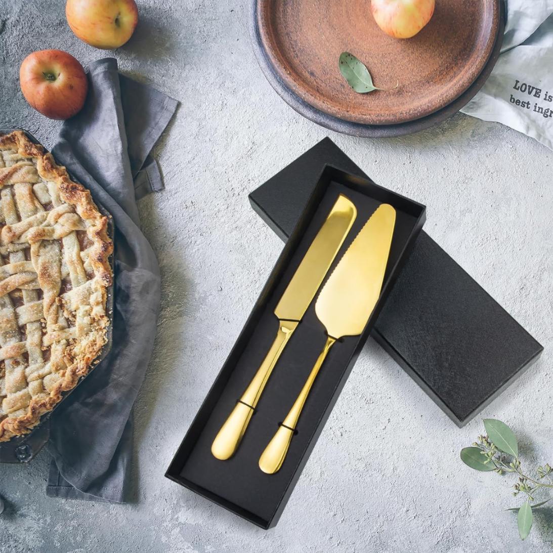 Elegant Metal Wedding Cake Knife With Server Set Gold And Rose Gold