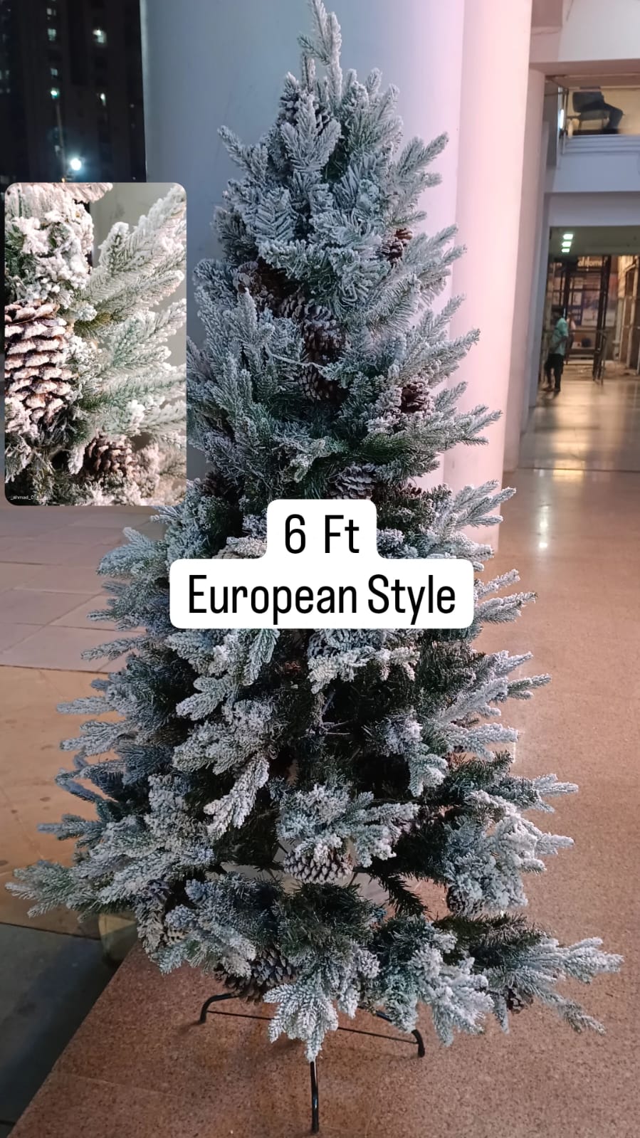 European Style Snow And Wood Pines Tree 6 Ft