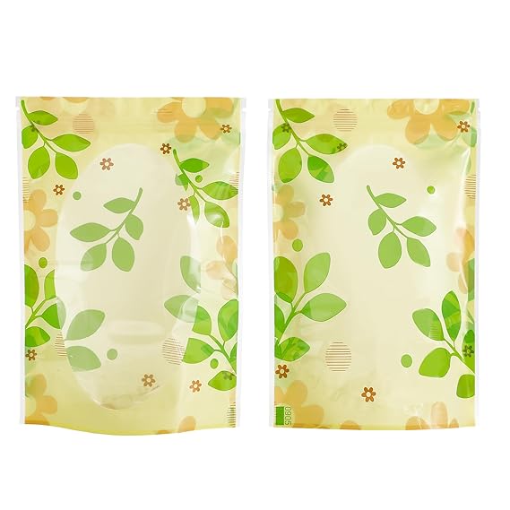 Floral Design Stand-Up Pouches with Clear Window