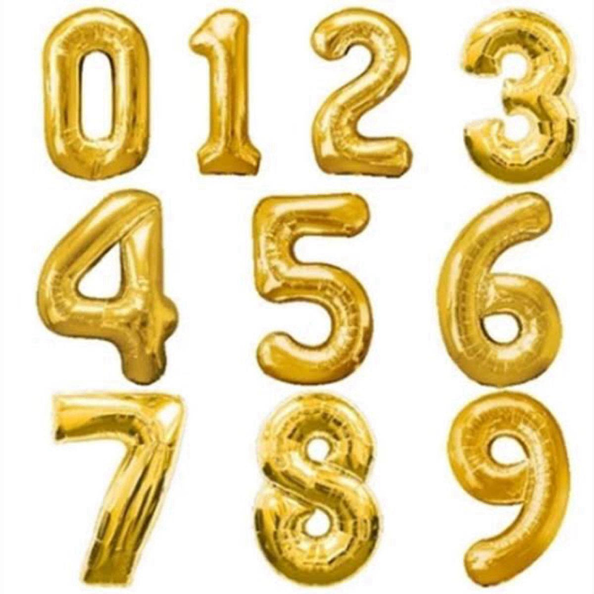 Foil Number Balloon - 28-32" Medium Size Golden (Assorted Numbers)