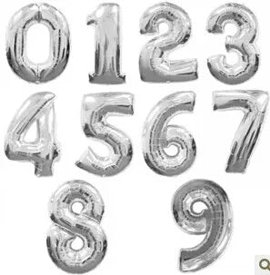 Foil Number Balloon 40-42" Per pc Silver