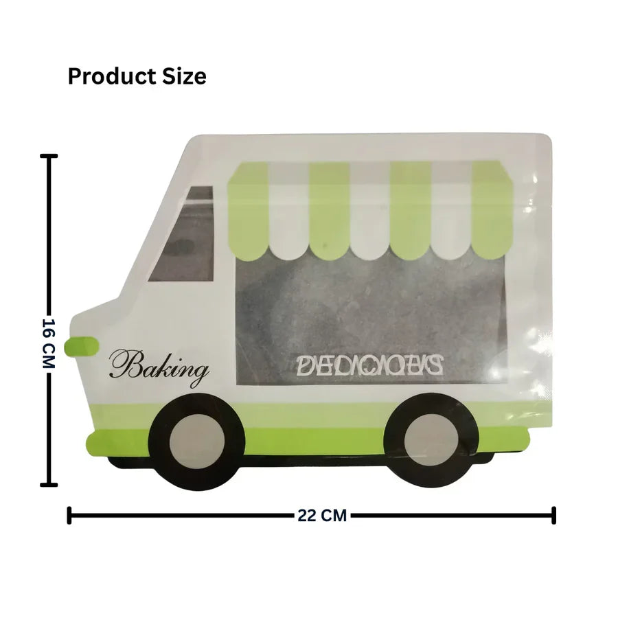 Food Truck Shaped Stand Up Pouch with Zip Lock - Cute & Reusable - Packaging for Snacks and Treats - Pack Of 50