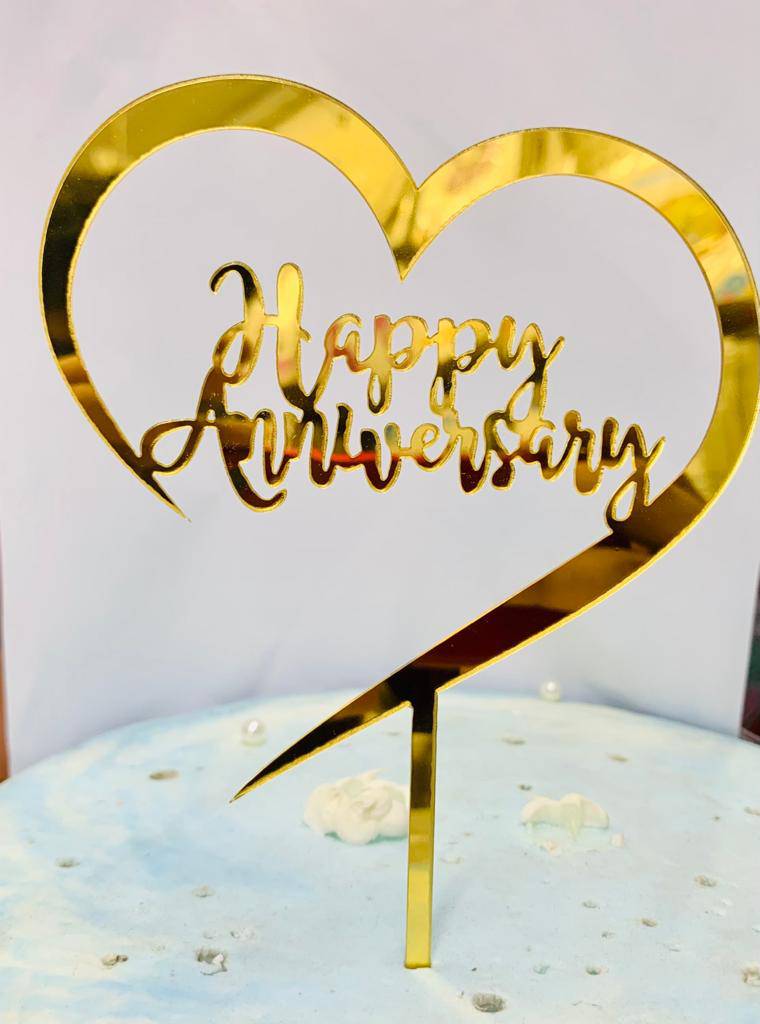 Golden Happy Anniversary Heart Shape Imported