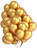 Golden Metallic Latex Balloons - 50 Pcs