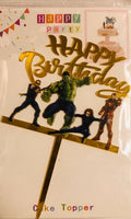 HBD Avenger Birthday Golden Cake Topper