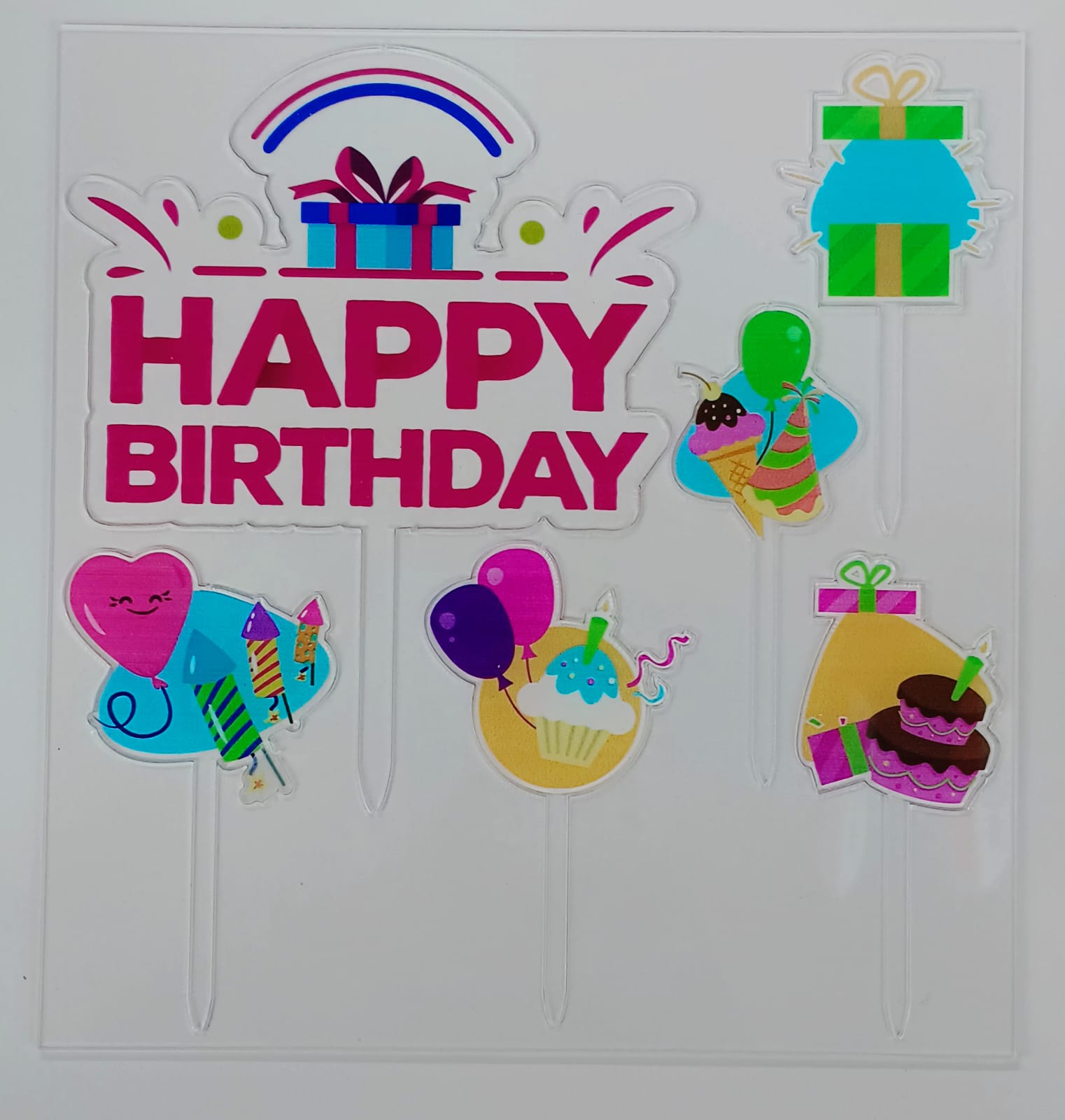 HBD Gift Box Theme Acrylic Topper Set