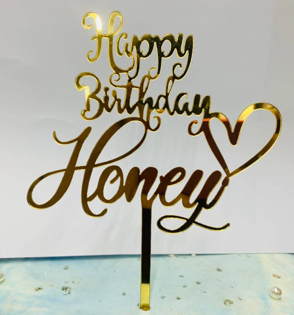 HBD Honey Cake Topper Golden Imported
