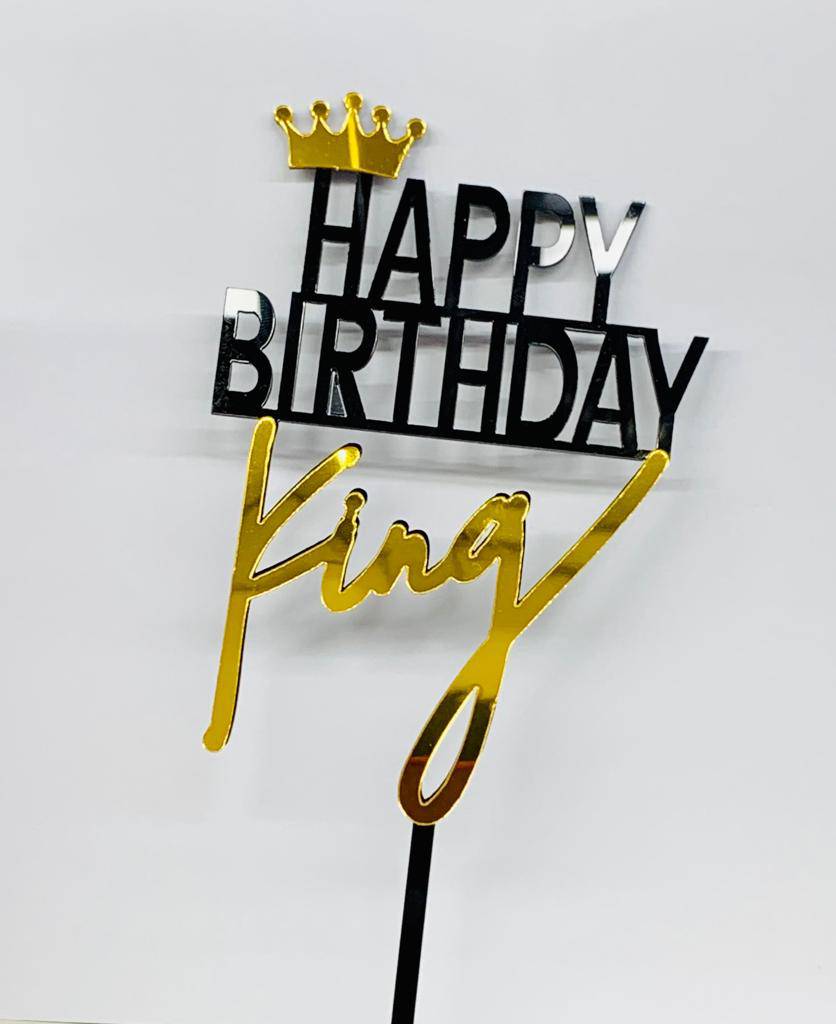 HBD King With Crown Topper Gold / Black