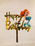 HBD Mermaid Birthday Golden Cake Topper