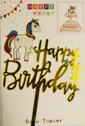 HBD Pony Birthday Golden Cake Topper