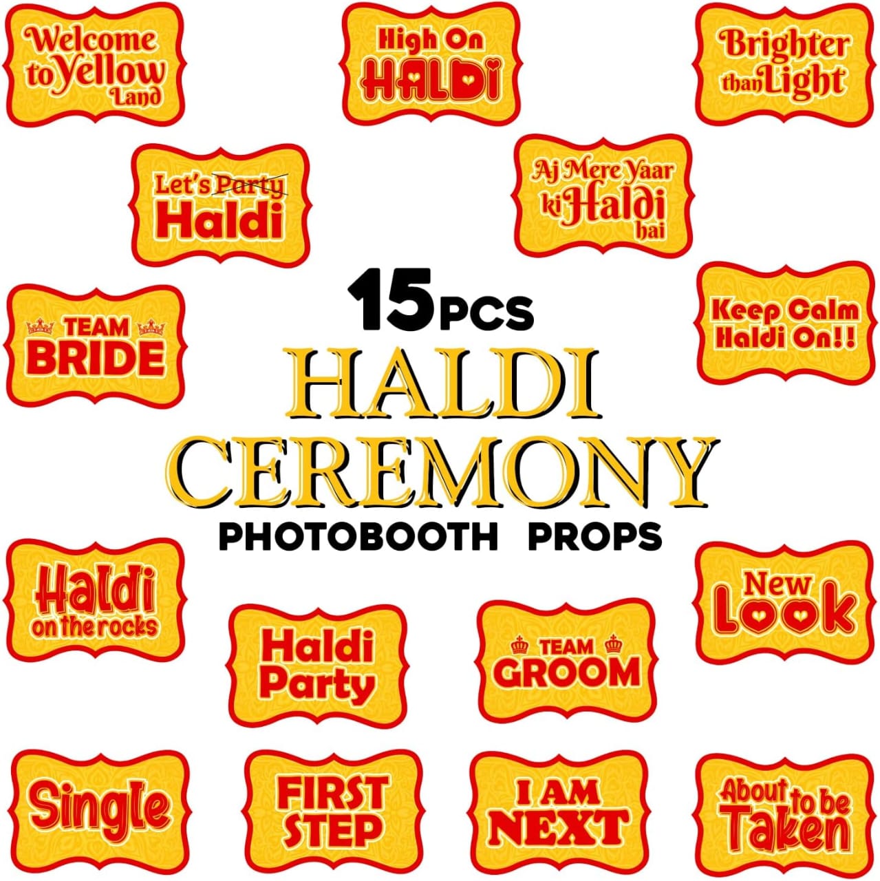 Haldi Ceremony Photo Props 15 Pcs