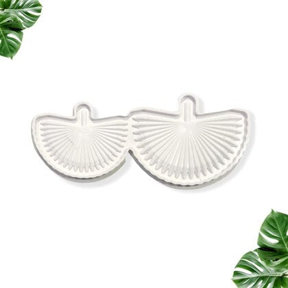 Hand Fan Silicone Fondant Mold - Double Leaf Texture Press for Cake Decoration - Pack of 1