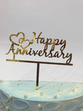 Happy Anniversary Imported Cake Topper Golden
