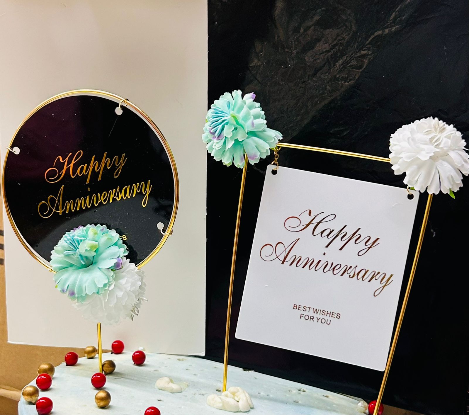Happy Birthday Metal Frame Premium Toppers