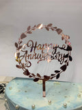 Happy Anniversary Rose Gold Round Topper Imported