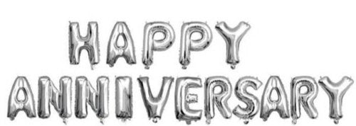 Happy Anniversary Banner Silver