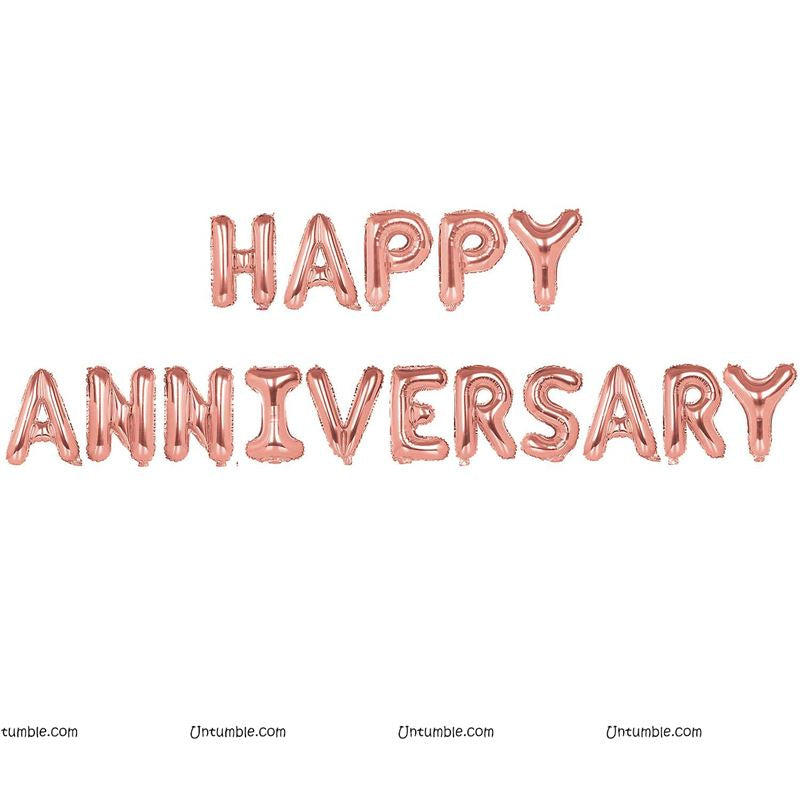 Happy Anniversary Banner Rose Gold
