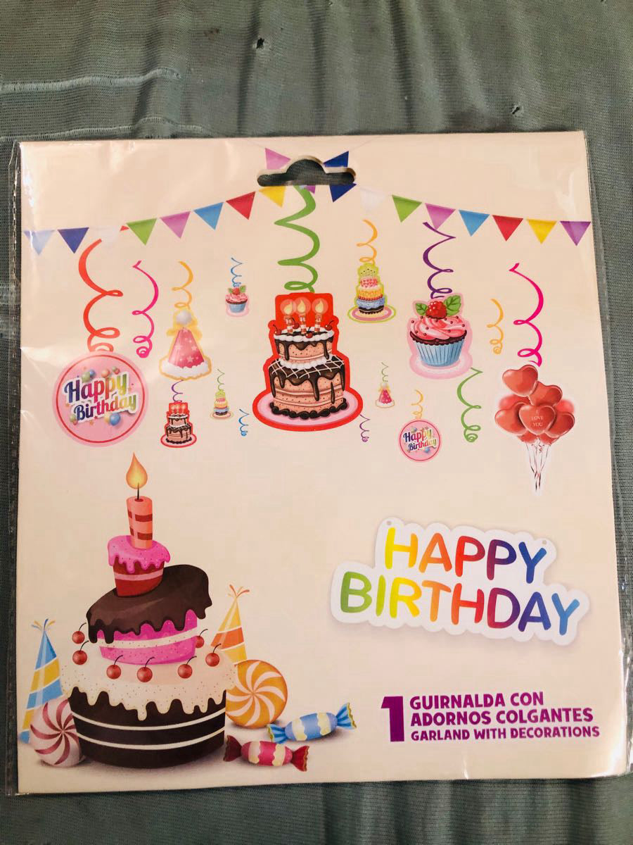 Happy Birthday 12 Pcs Hanging Swirl