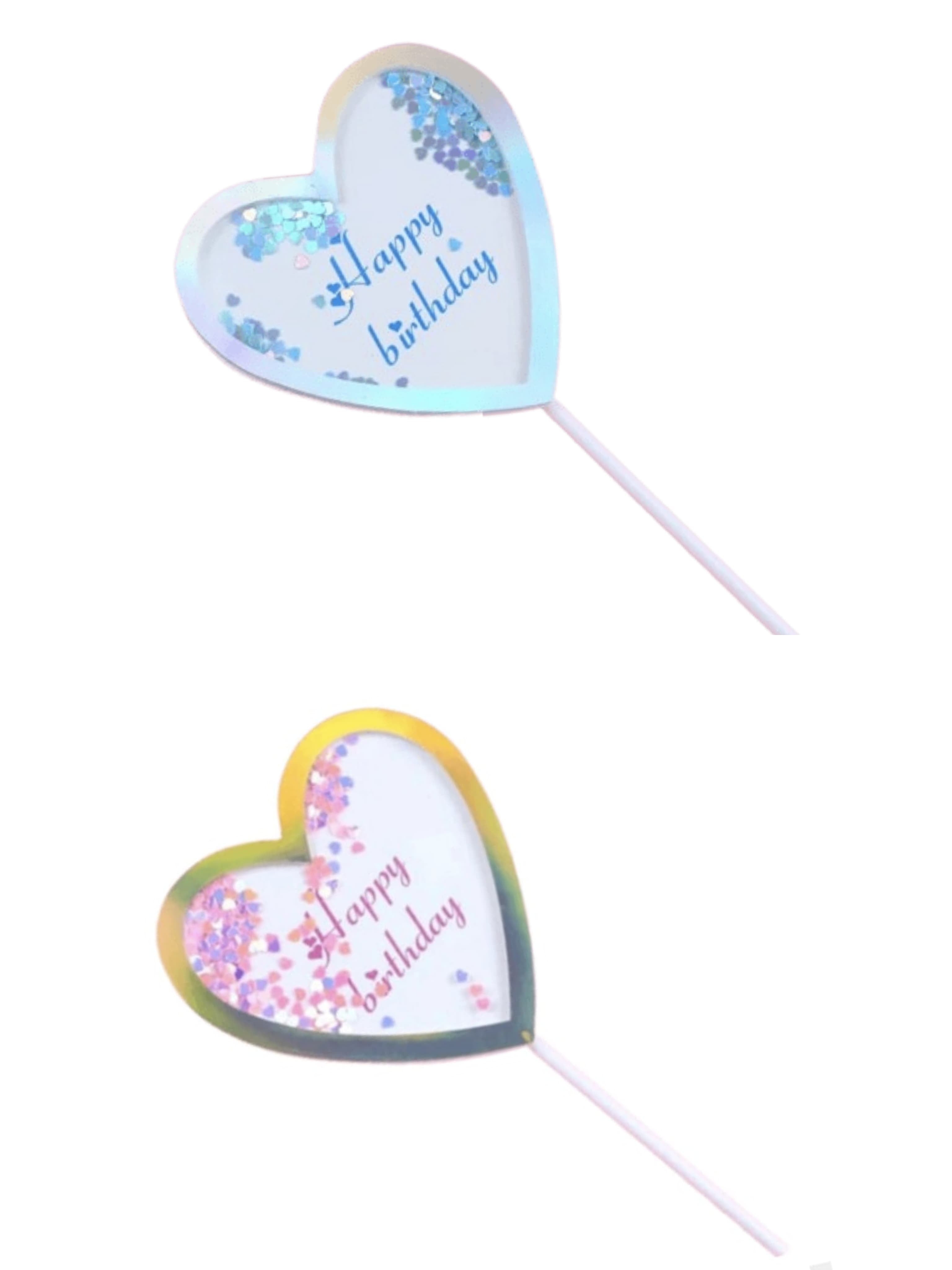 Happy Birthday Blue & Pink Confetti Cake Topper