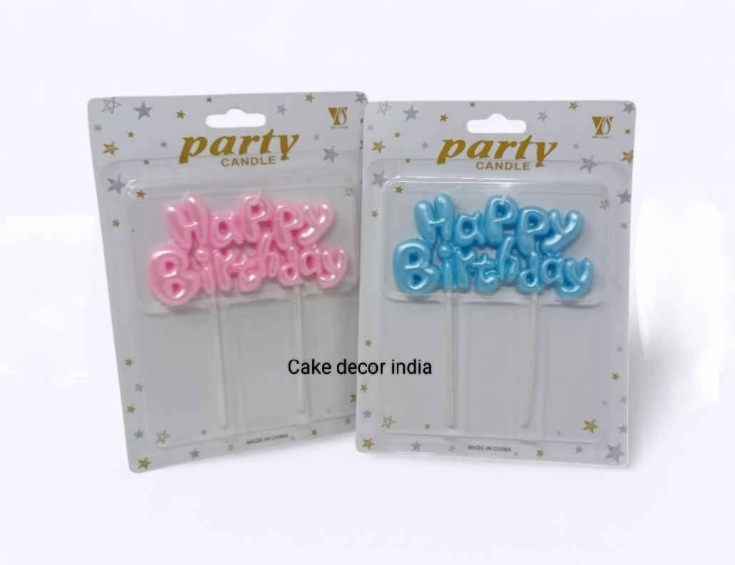 Happy Birthday Cake Topper Candle Pink & Blue