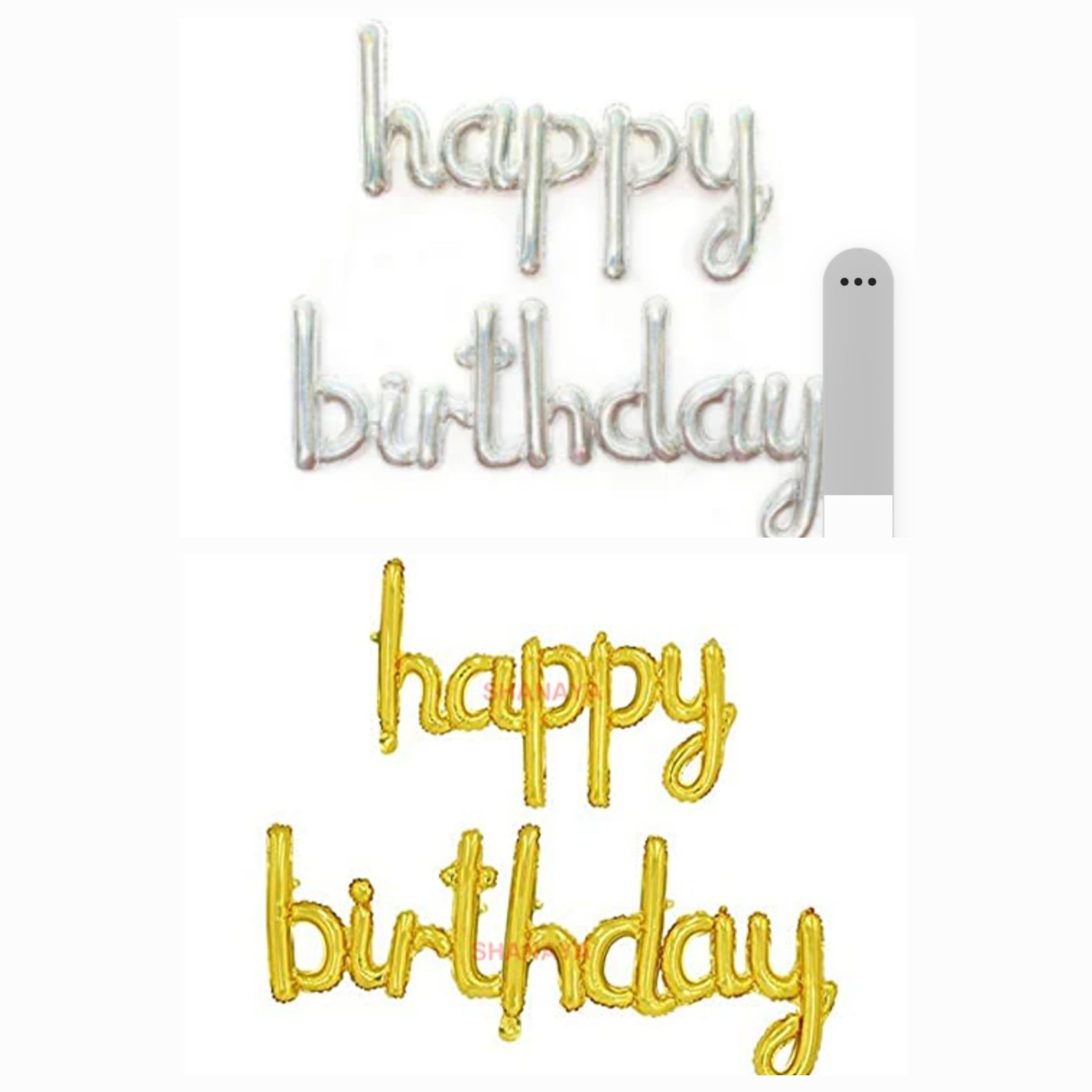Happy Birthday Cursive Joint Foil Banner Gold / Silver