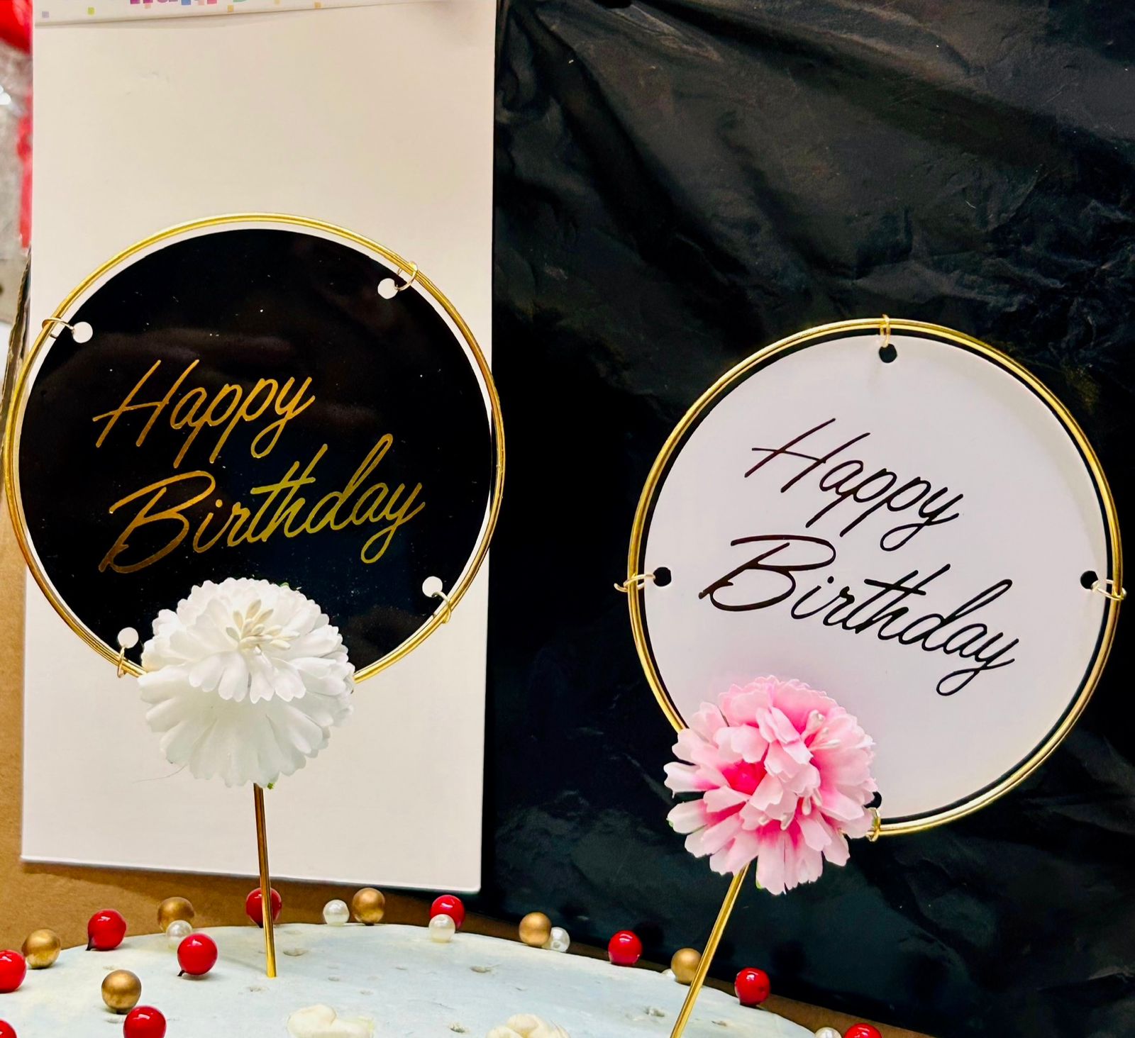 Happy Birthday Metal Frame Premium Toppers