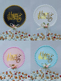 Happy Birthday Paper Cake Topper 4 Color Mix