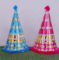 Happy Birthday Pink Blue Pom Pom Long