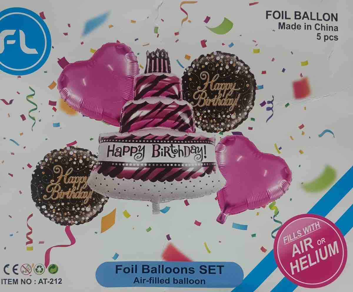 Happy Birthday Theme 5 Pcs Foil Set