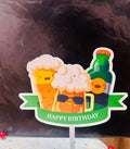 Happy Birthday Beer Theme Cake Topper