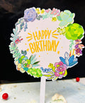 Happy Birthday Flower Theme Cake Topper