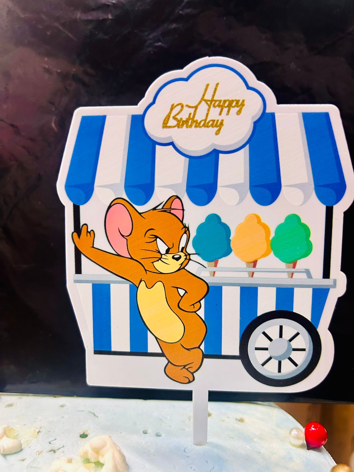 Happy Birthday Jerry Theme Cake Topper